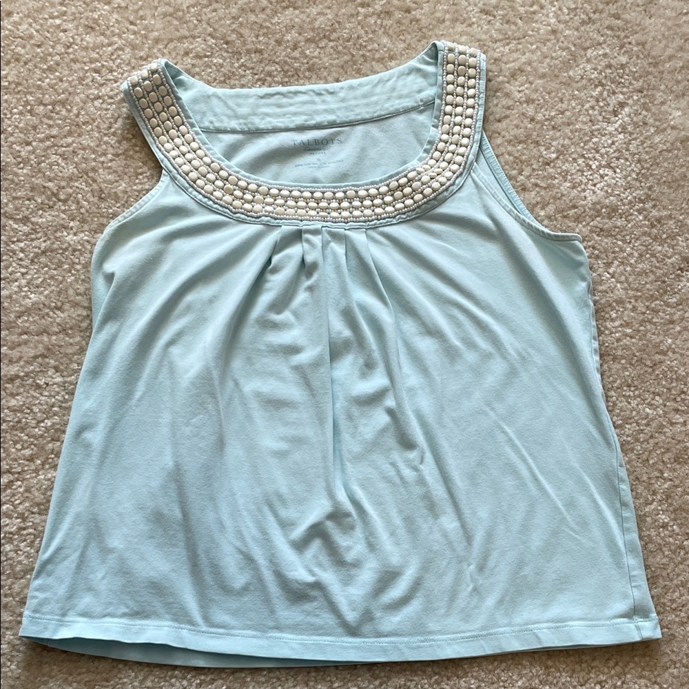Talbots Light Blue Tank Top with Beaded Detail